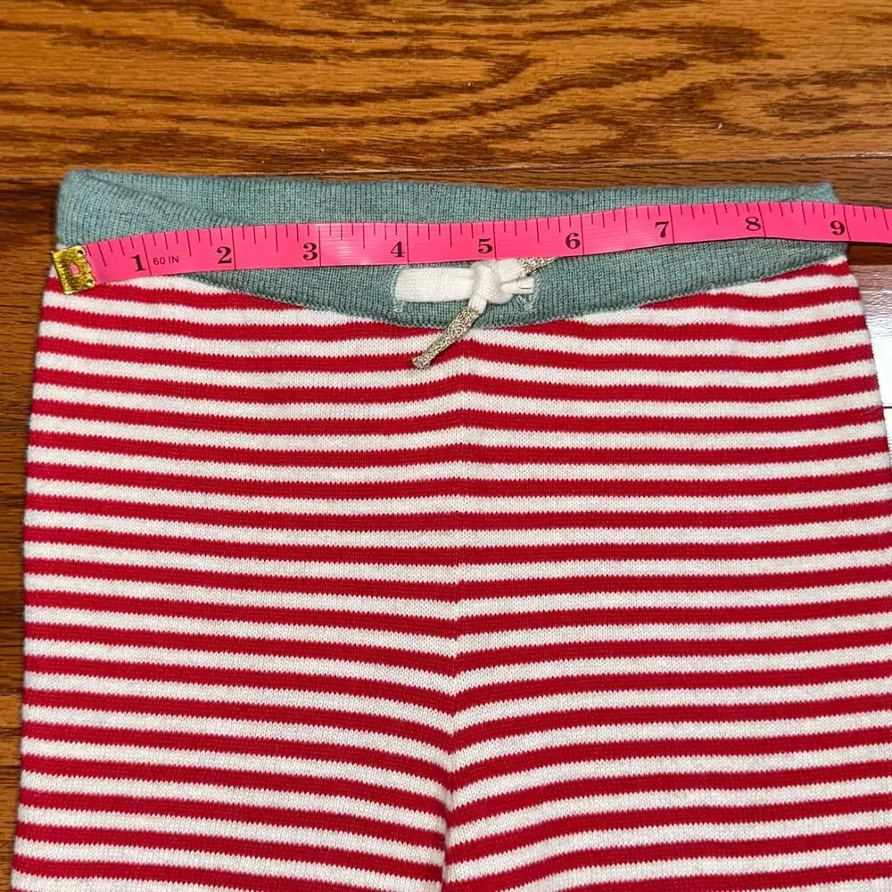 Baby Boden Red White Striped Knit Cotton Pull On Unisex Pants Size 12-18M